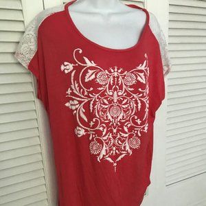 CArol Rose Top w lace sz 1X